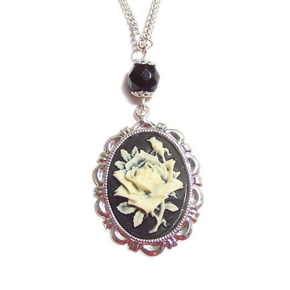 The black rose cameo necklace Victorian gothic