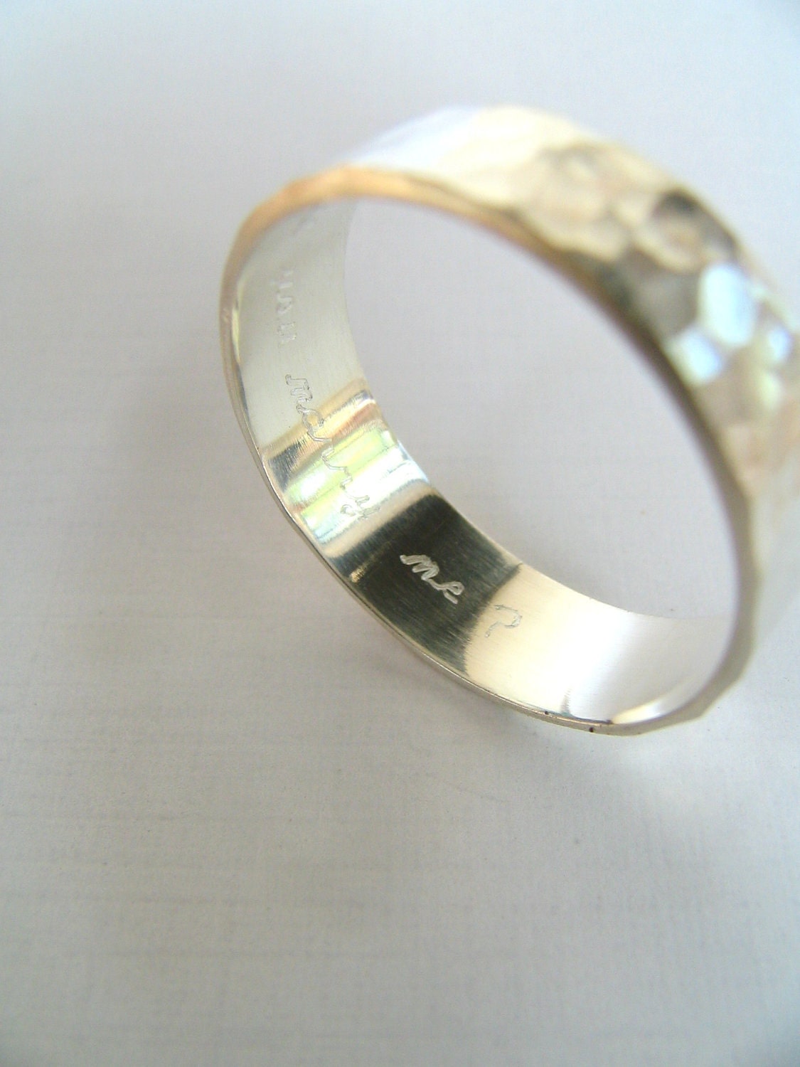 Custom Engraved Sterling Silver Proposal Wedding Band Ring