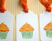 Yellow ButterCream Cupcake Tags Hand Carved Stamp