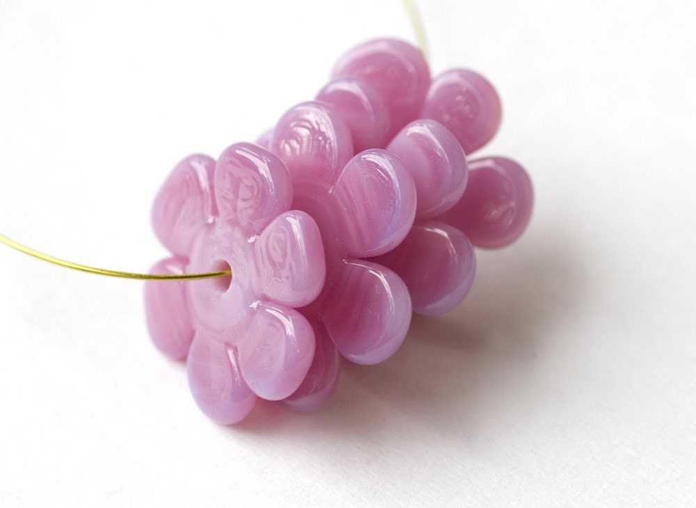 Lampwork Glass Flower Handmade Beads Pink Petals made to order