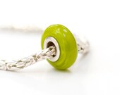 European Charm Bead Lampwork Glass Sterling Silver Cored Handmade Key Lime