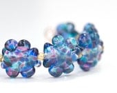 Lampwork Glass Beads Set Handmade Artisan Blue Purple Sea Breeze