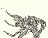 art female figure, Gorgon III,  original pen illustration, 8 x 10