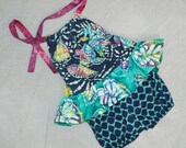Boutique Girls Sunsuit - "MIDNIGHT TROPICS" Faux Romper - size 12-24mo - OOAK - on sale