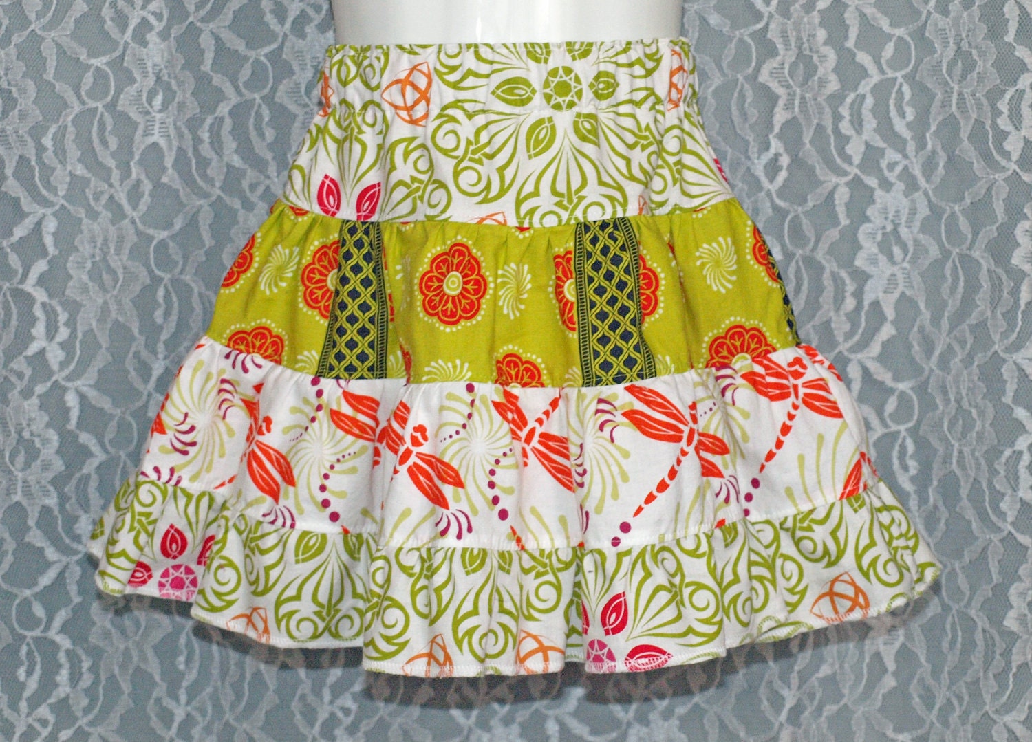 size: 2T - GRAND BAZAAR Tiered Skirt - Boutique Girls Skirt - OOAK