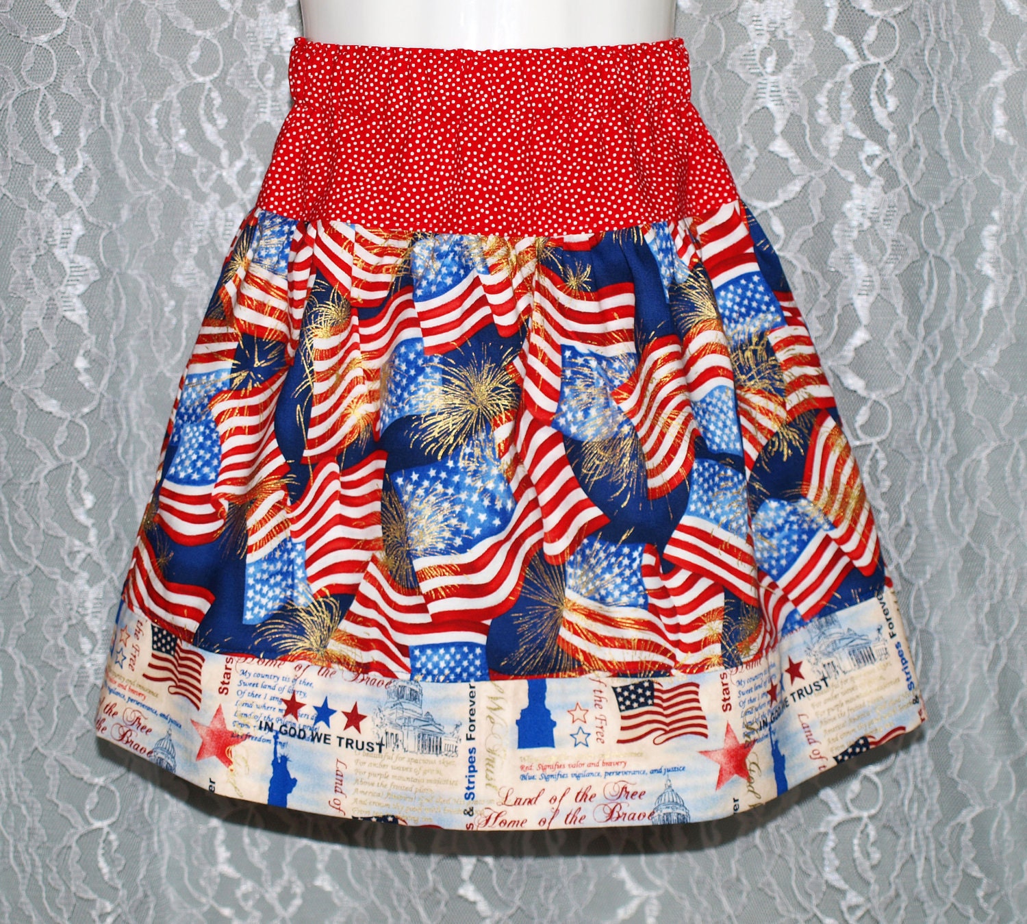 SALE - size: 3T - AMERICAN FLAG Twirl Skirt - Boutique Girls Skirt - ooak