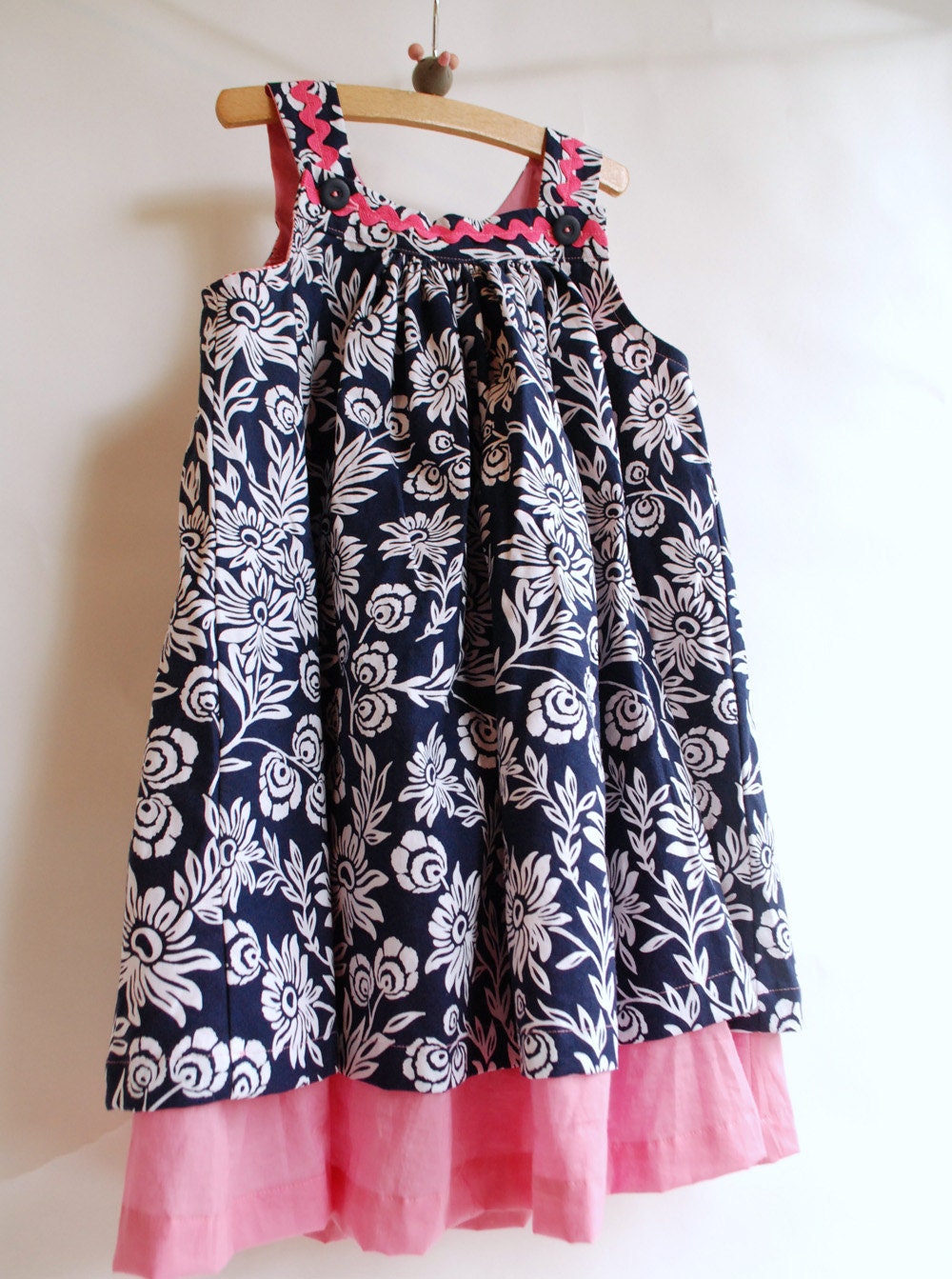 Navy Floral Jumper Dress, Sizes 2 3 4 5 6