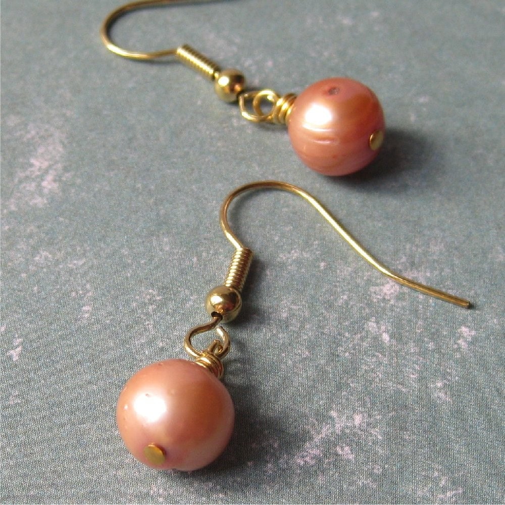 Pretty  peach pearl earrings