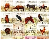 Digital Collage Sheet 2x2 inches Vintage Post Card Designs Altered Art Card Making Scrapbooking Journals Soldered Glass Hang Tags Jewelry Making