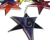 Star Spectrum - You Pick 3 Stained Glass 3D Ornaments - Christmas Holiday Decoration Suncatcher Red Orange Yellow Green Blue Purple Handmade