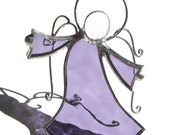 Gabriella - 3D Stained Glass Dancing Angel - Purple Christmas Holiday Ornament Decoration Religious Suncatcher Wire Wings 3Dimensional