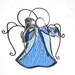 Stained Glass Angel - Julia - Blue Christmas Holiday Tree Ornament Wire Wings Religious Suncatcher 3 Dimensional