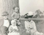 vintage photo 1909 Family Relaxing by the tree Spring or Summer