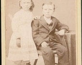 vintage photo Little Boy and Girl cdv