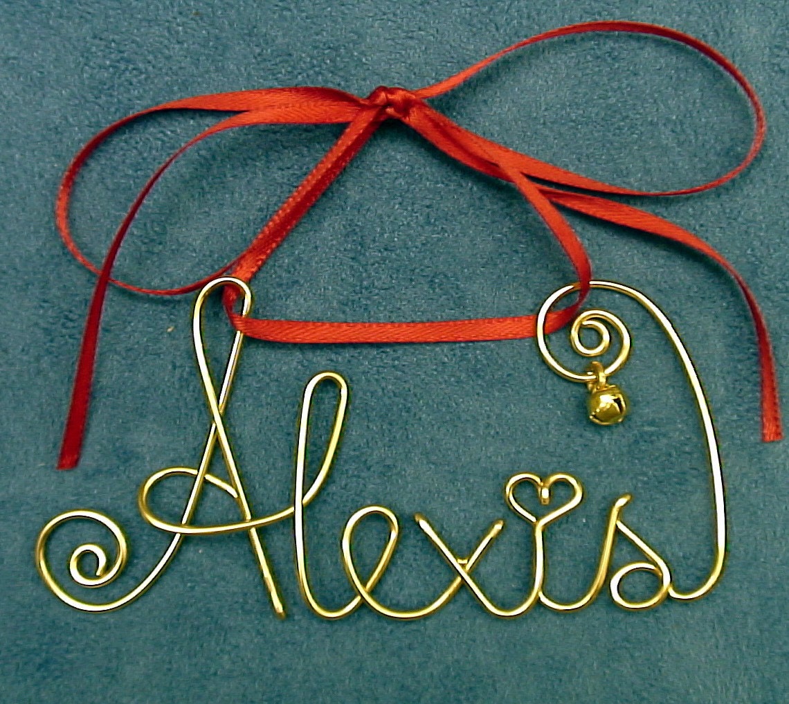 Personalized Gold/Silver Wire Name Christmas/Holiday Ornament/Gift - Festive Keepsake Gift Bag - Custom made just for you