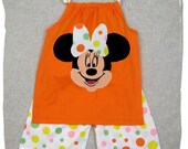 Custom Children Boutique Unique Handmade Cute Little Newborn Infant Toddler Baby Girl Clothes Clothing Yummy Polka Dot Minnie Mouse Pillowcase Tunic Dress Top w/ Matching Ruffle Pant Bottom Outfit Set 3 6 9 12 18 24 month size 2T 2 3T 3 4T 4 5T 5 6 7 8