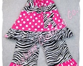 Custom Boutique Clothing Zebra N Dots Pillowcase Dress Top Ruffle Pant Bottom Outfit Set 3 6 9 12 18 24 month size 2T 2 3T 3 4T 4 5T 5 6 7 8
