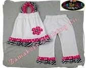 Custom Boutique Girl Clothing Zebra Dots Pillowcase Top Zebra Ruffle Pant Outfit Set 3 6 9 12 18 24 month size 2T 2 3T 3 4T 4 5T 5 6 7 8