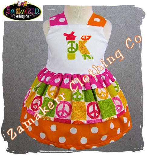 Custom Boutique Clothing Peace Sign N Polka Dots Tiered Twirl Jumper Ruffle Tunic Dress 3 6 9 12 18 24 month size 2T 2 3T 3 4T 4 5T 5 6 7 8