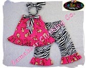 Girl Toddler Clothes Baby Custom Boutique Clothing  Monkey Top Ruffle Pant Outfit Set 3 6 9 12 18 24 month size 2T 2 3T 3 4T 4 5T 5 6 7 8