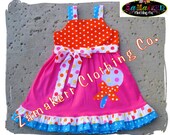 Girl Birthday Dress Custom Boutique Clothing Cute Polka Dot Aline Jumper Ruffle Dress 3 6 9 12 18 24 month size 2T 2 3T 3 4T 4 5T 5 6 7 8