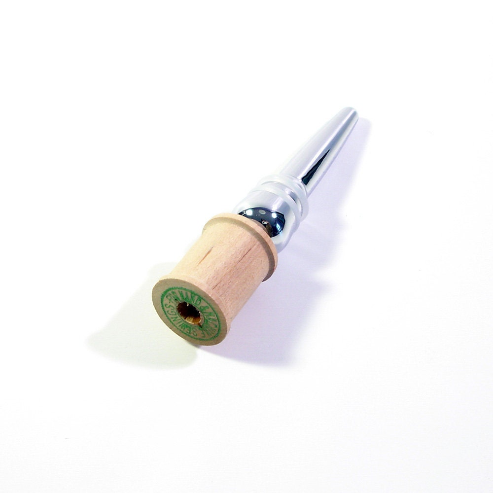 Wine Bottle Stopper - Upcycled Vintage Wooden Thread Spool