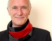 Men Scarf  -  Skinny Black Grey Red  scarf - Extra Long