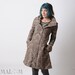 30% DEPOSIT Camille Coat with Goblin Hood and tall collar - brown baroque print chevron tweed wool - Winter coat