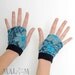 Blue Fingerless gloves - Turquoise blue lace on navy blue gauntlets