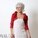Red jacket - Taffeta Bolero with pleated neckline - wedding accessory - spring fashion