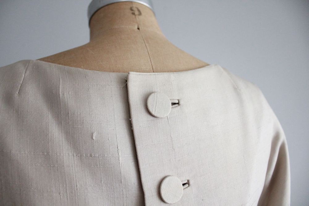 1950s vintage Miss Bergdorf silk taupe dress set
