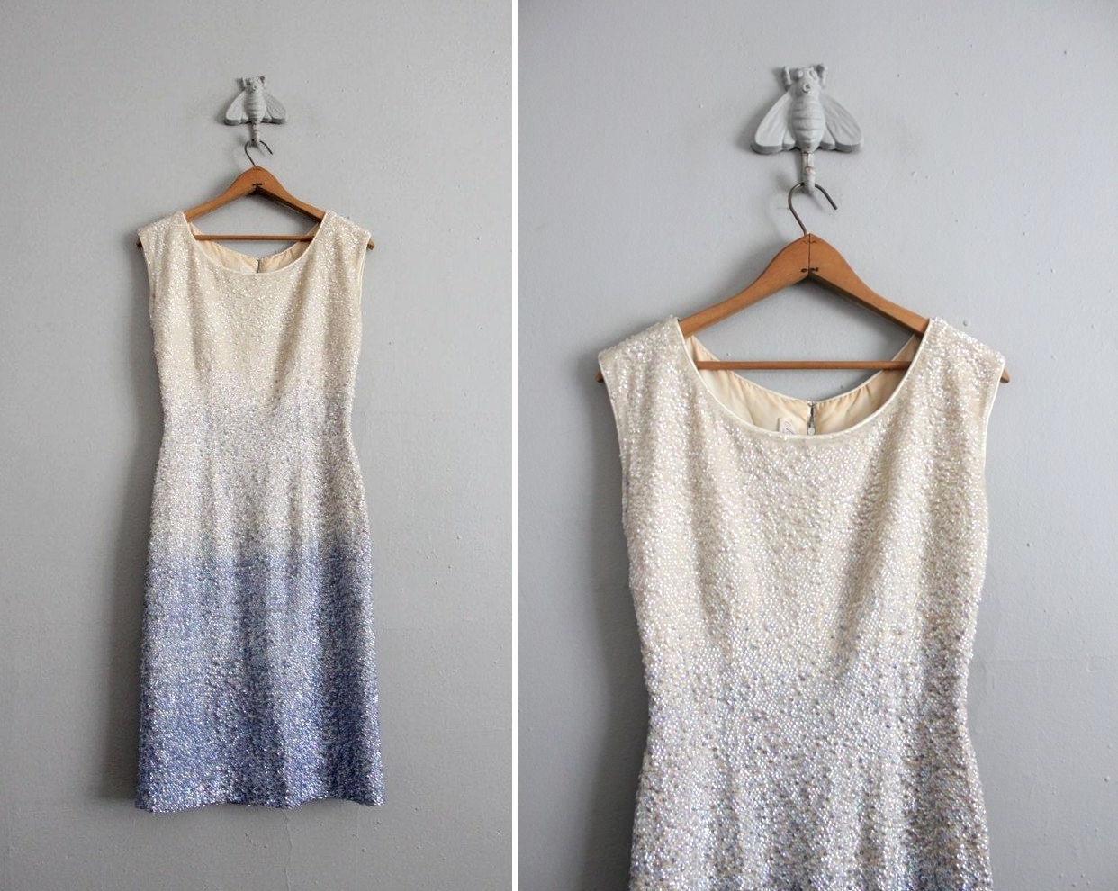 1960s vintage ombré sequin wiggle dress