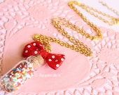 Circus Bottle of Sweets Necklace - Red bow version