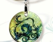Octopus Tentacle Necklace - Reversible Glass Art Necklaces-  AquaForms - Octo Splash