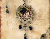 The Kiss Necklace - Symbolz Shimmerz- The Ancient Mysteries Collection - Glass Cabochon Drop Necklace