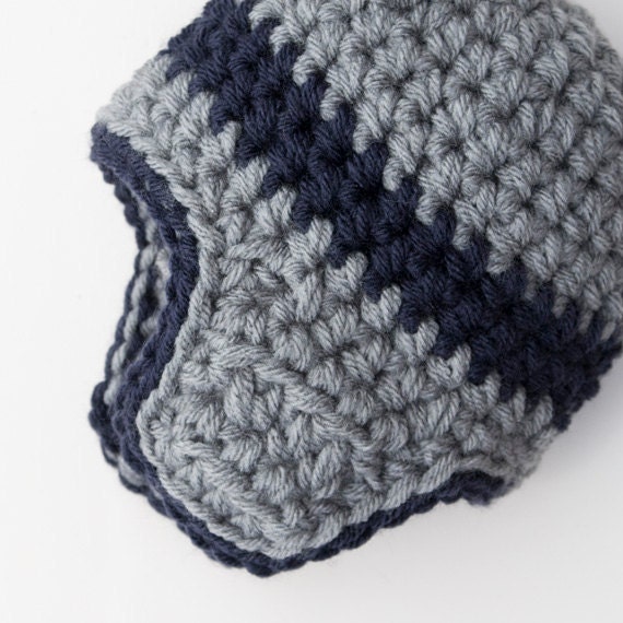 Children Winter Clothing Vegan Baby Infant Newborn Aviator Beanie Hat Earflaps Gray Navy  Blue 0 to 3 months or 3 to 6 months