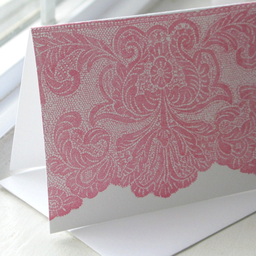 Pink Lace Note Card (Letterpress)