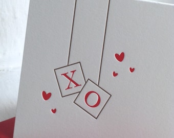 Valentine Card:  Hug and Kiss (Letterpress)