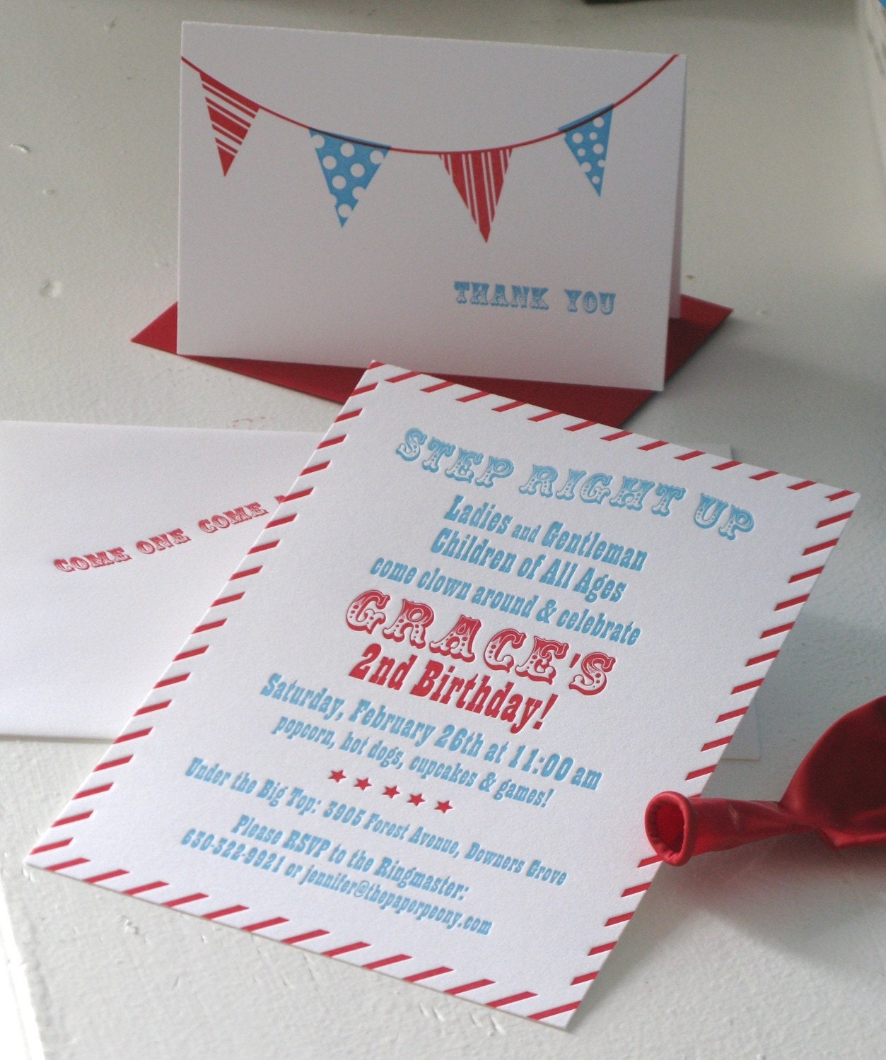 Red & Blue Carnival Invitation DIGITAL FILE