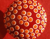 Dotted Red and Orange Drawer Knob, Cabinet Pull, Hand Painted