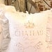 Made to Order Shabby French Chic White Linen Pillow (SLIP COVER ONLY) Faded Brown Chateau Marmont Design