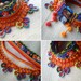 Fuchsia Magdalenae ... Freeform Crochet Cuff - Flowers - Orange Red Blue Lime
