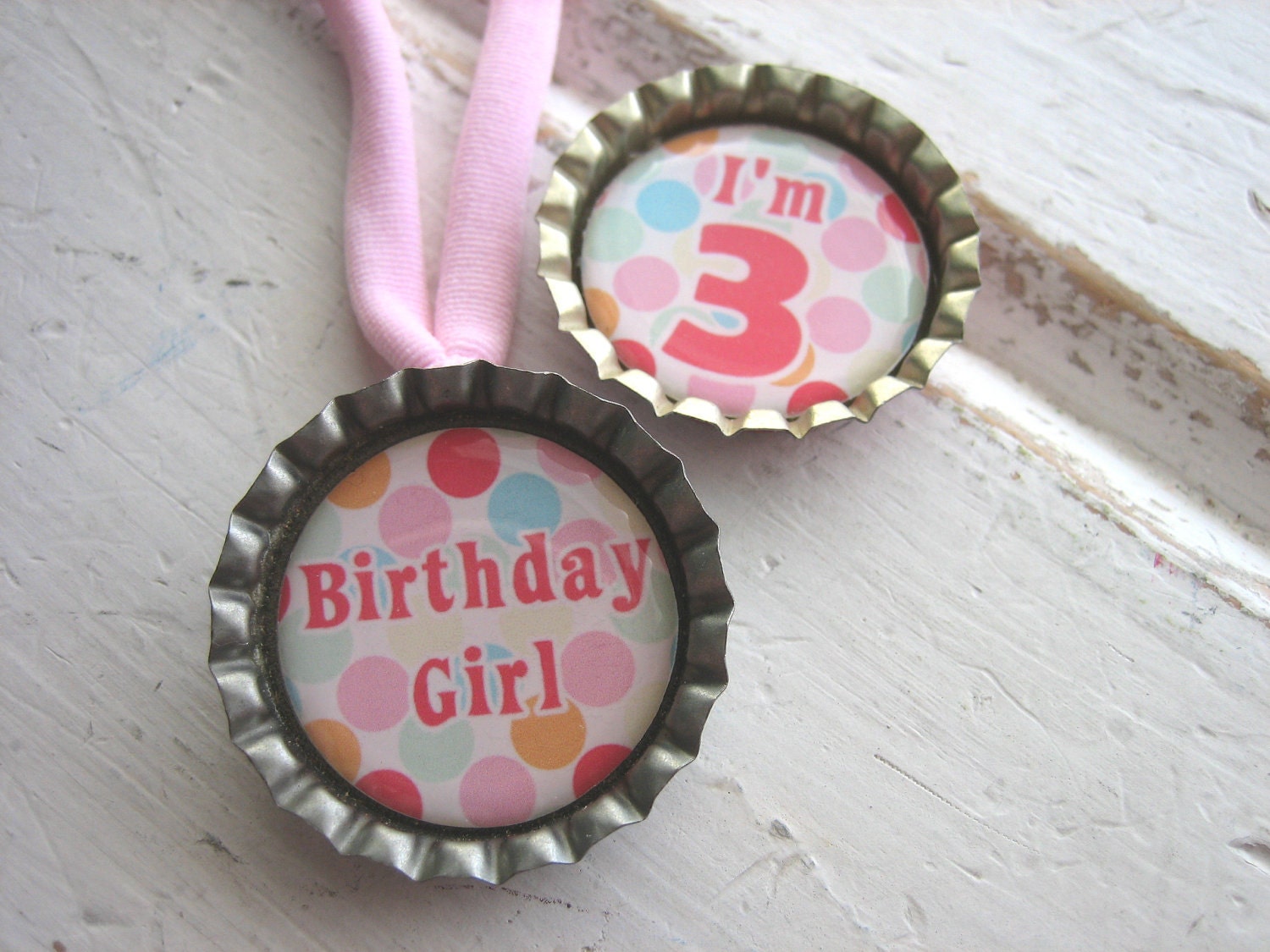 Bottled Up Inside - Vintage Bottle Cap Birthday Girl Choker Necklace