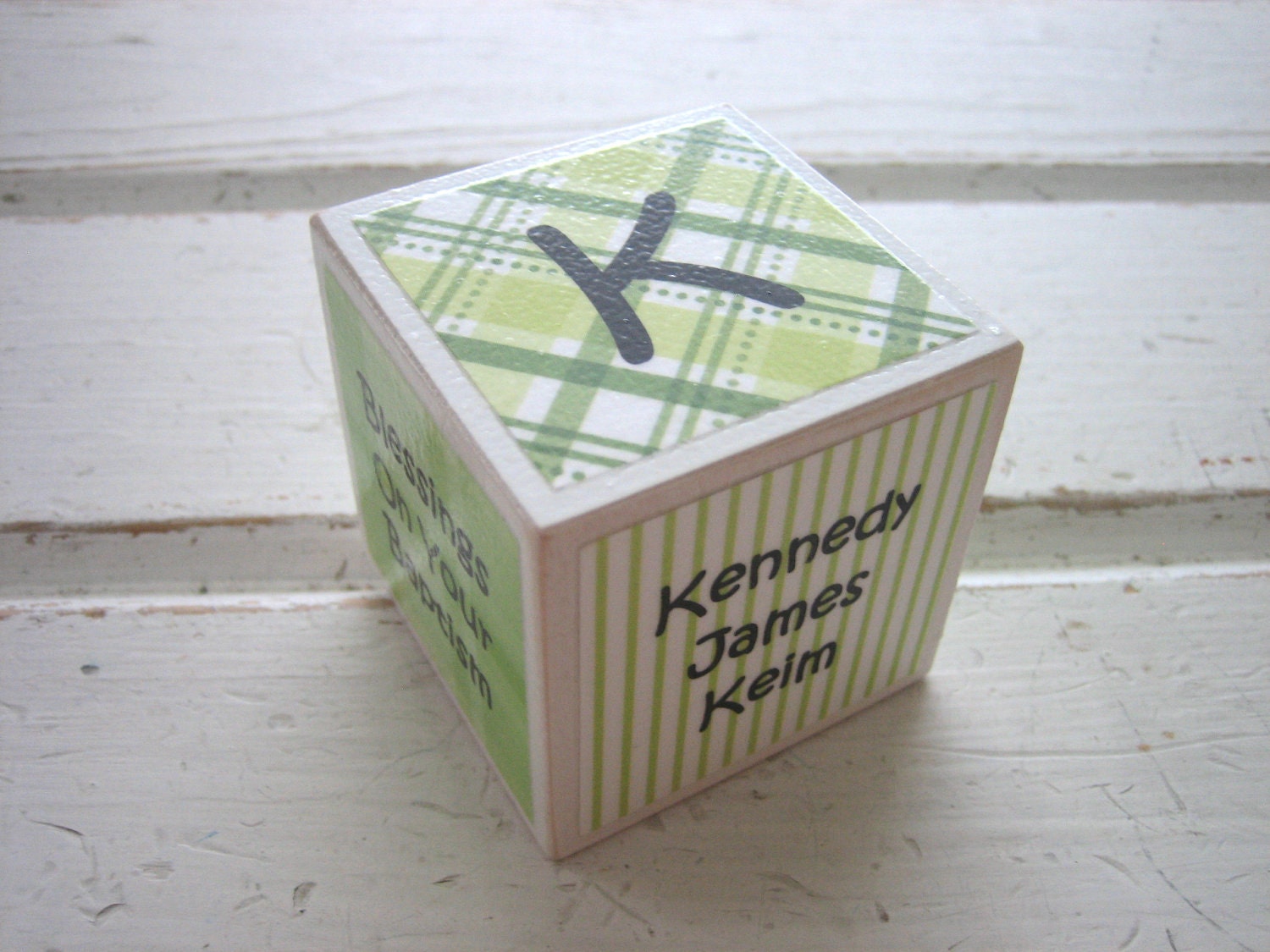 Around the Block - Personalized Wooden Block Birth Announcement/Keepsake