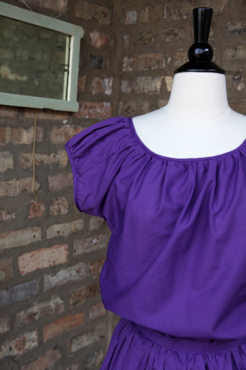 Vintage Purple Pom Pom Blouse and Skirt