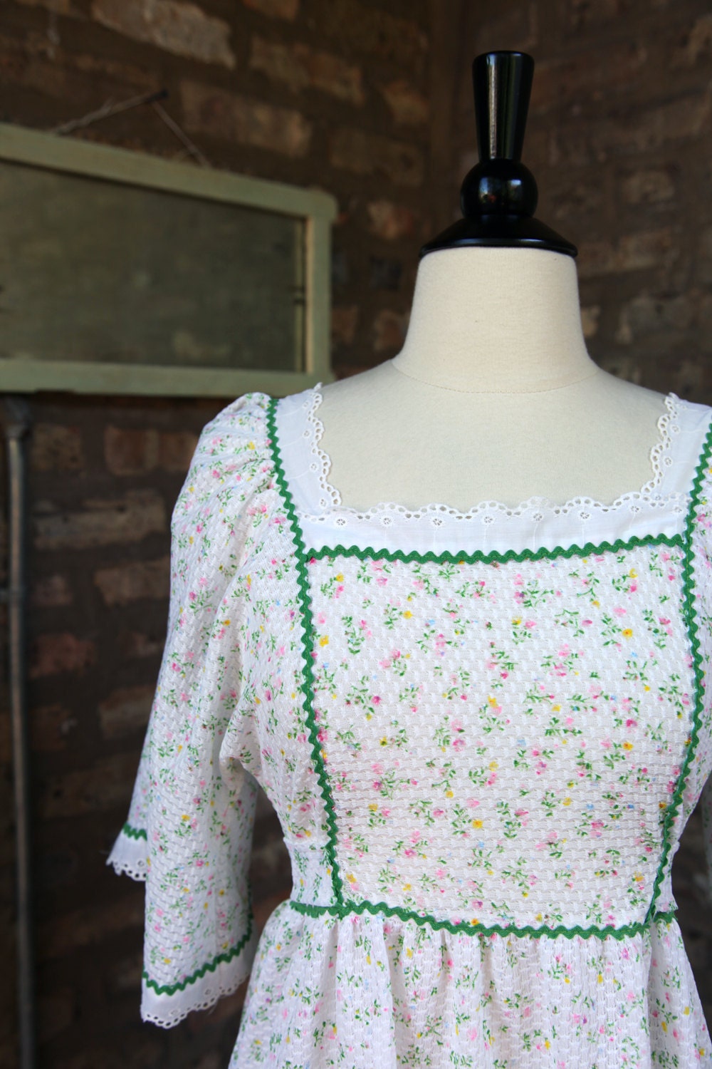 Vintage White Floral Prairie Maxi Dress