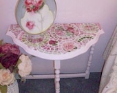 Pink and Rosey Demilune Table Gorgeous China Mosaic Tile