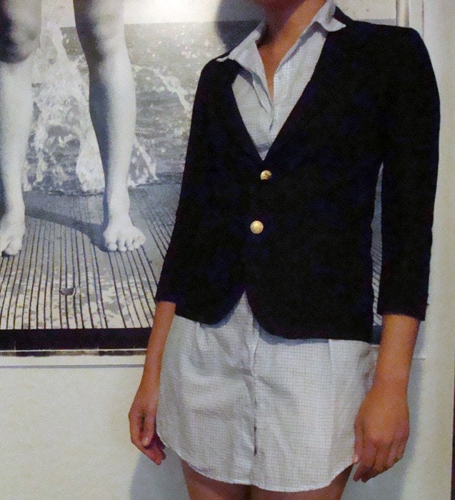 Vintage navy blue shrunken boys blazer XS