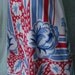 SALE Bright Flower Skirt in Red and Blue, Vintage Tablecloth, Size 14