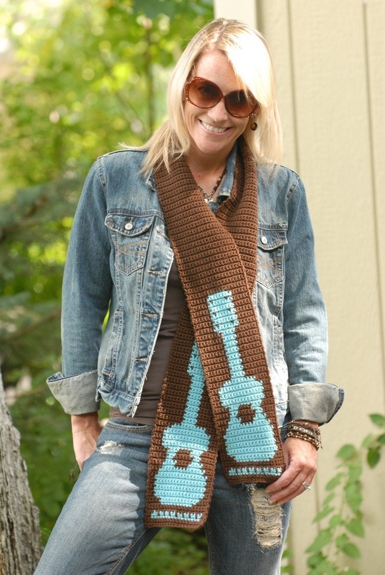 Rockin' Guitar Scarf Crochet PATTERN - INSTANT DOWNLOAD